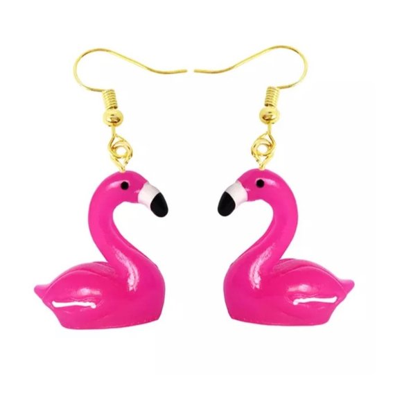 RunwayKloset Jewelry - Flamingo Chic 90s Y2K Tropical Animal Resin Pink Dangle Drop Earrings I NEW
